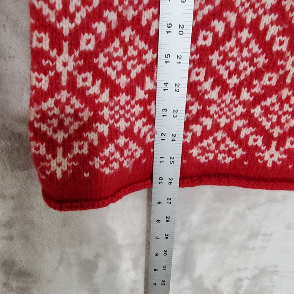 Vintage Sonoma Knit Sweater Womens L Red Wool Blend Snowflakes Fair Isle Nordic - Picture 7 of 7